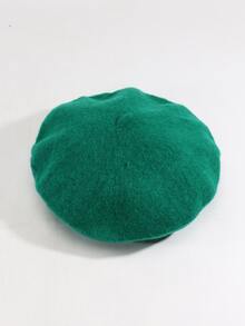 1 Miếng Của phụ nữ Màu thuần Mũ nồi Mũ , Đơn giản Thanh lịch Vintage Họa sĩ Mũ Cho mùa xuân Và Mùa thu - Màu xanh lá cây đậm - Xem 1