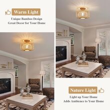 1 pieza de bambú Lámpara plafón , bohemio Luz para casa - Amarillo - Ver 2