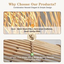 1 pieza de bambú Lámpara plafón , bohemio Luz para casa - Amarillo - Ver 5