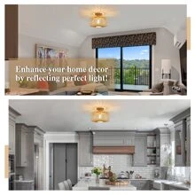 1 pieza de bambú Lámpara plafón , bohemio Luz para casa - Amarillo - Ver 7