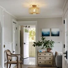 1 pieza de bambú Lámpara plafón , bohemio Luz para casa - Amarillo - Ver 9