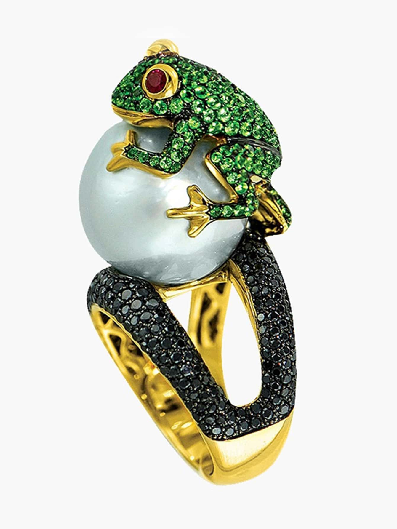 1 pieza bonito zirconia cúbica con rana Anillo para mujeres para boda Fiesta de compromiso Bisutería Día de San Valentín regalo - Amarillo Oro - Ver 1