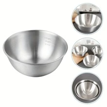 Stainless Steel Mixing Bowl, Salad Bowl, Kitchen Bowl, Multifunctional Mixing Bowl, Dough Bowl, Stackable, Reusable, Suitable For Cooking And Food Storage, Easy To Clean Thick Multi-Purpose Restaurant, Refrigerator Safe And Rust Resistant School Supplies,Back To School - Silver - View 3