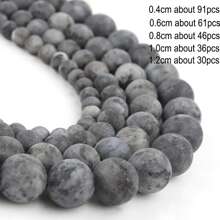 1 Strand Matte Labradorite Stone Beads for Jewelry Making DIY Pretty Gift bracelet Necklace - Dark Grey - View 3