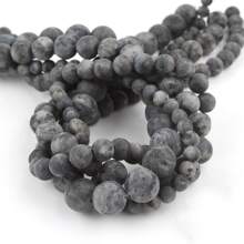 1 Strand Matte Labradorite Stone Beads for Jewelry Making DIY Pretty Gift bracelet Necklace - Dark Grey - View 4