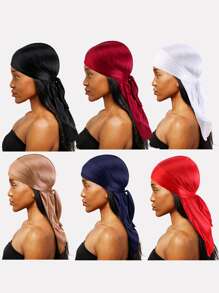 Mujer 6 piezas Durag unicolor para vida diaria - Multicolor - Ver 2