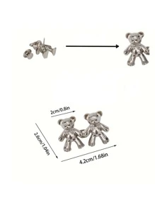 2 piezas Mujer en forma de oso dulce golpe libre cintura Alfiler para apretar Pantalones - Plateado - Ver 5