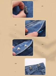 2 piezas Mujer en forma de oso dulce golpe libre cintura Alfiler para apretar Pantalones - Plateado - Ver 8