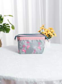 1pc Polyester Travel Toiletry Bag, Modern Flamingo Pattern Portable Makeup Organizer For Travel,Boho Vibes - Multicolor - View 2