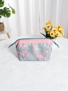1pc Polyester Travel Toiletry Bag, Modern Flamingo Pattern Portable Makeup Organizer For Travel,Boho Vibes - Multicolor - View 7