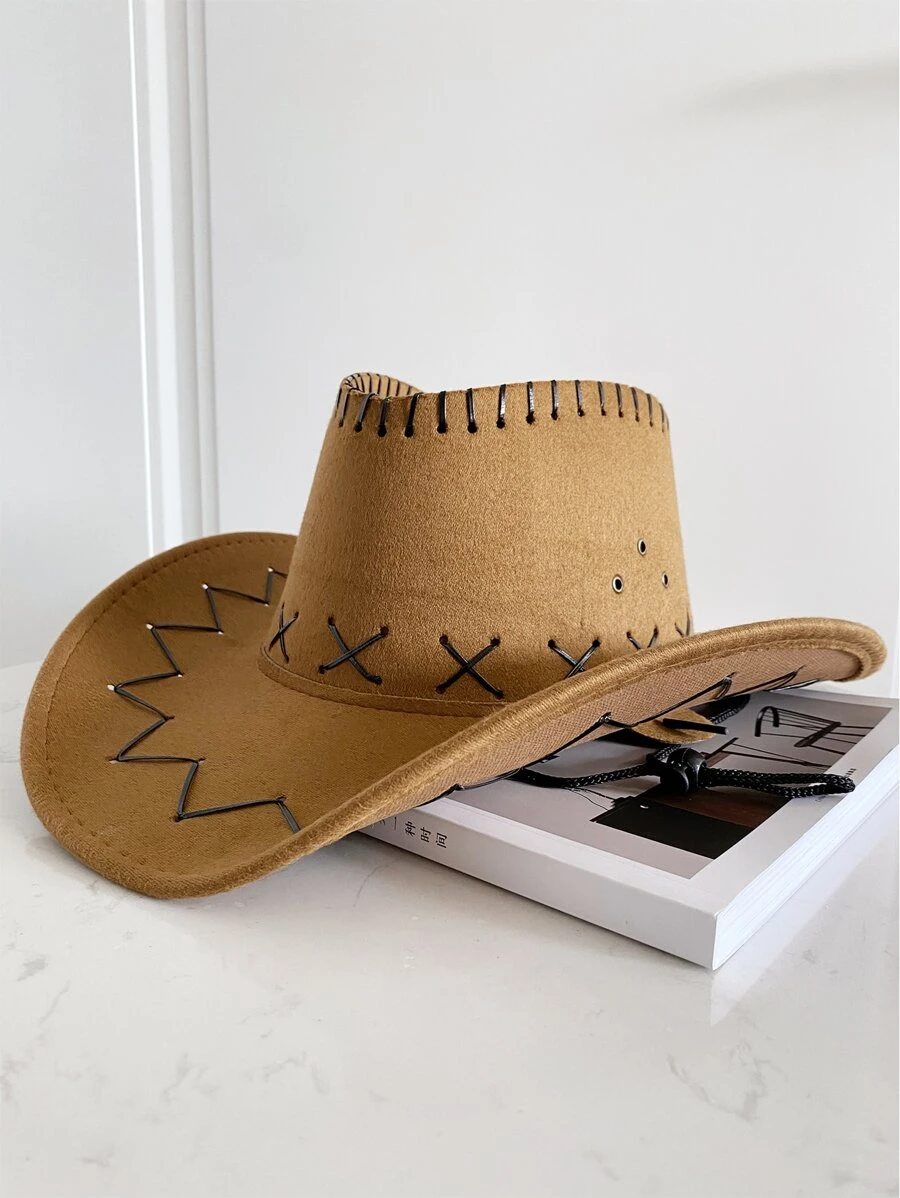 1 件男女通用户外美国牛仔帽，防紫外线夏季旅行太阳帽，舞台表演头饰 - 銅色 - 查看 1