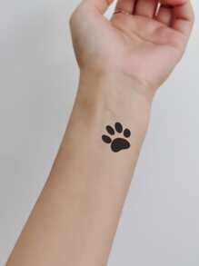 STARTTOOS 4pcs/Set Black Footprint, Heart, Wing, And Animal Pattern Temporary Tattoo Stickers For Fingers, Ears, Body, Etc. - Black - View 2