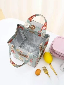 1 pezzo Sacco di pranzo isolato , portabile tessuto termico Borsa porta pranzo , adatto per esterno picnic - Blu - Visualizzare 6