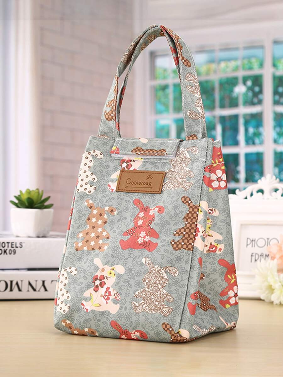 1 pezzo Sacco di pranzo isolato , portabile tessuto termico Borsa porta pranzo , adatto per esterno picnic - Blu - Visualizzare 1