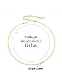 Stylever 1入組平底蛇骨項鍊適合女士S925純銀簡約風刀片鏈條樣式項鍊精細首飾類禮品適用於酷女孩日常日期舞會