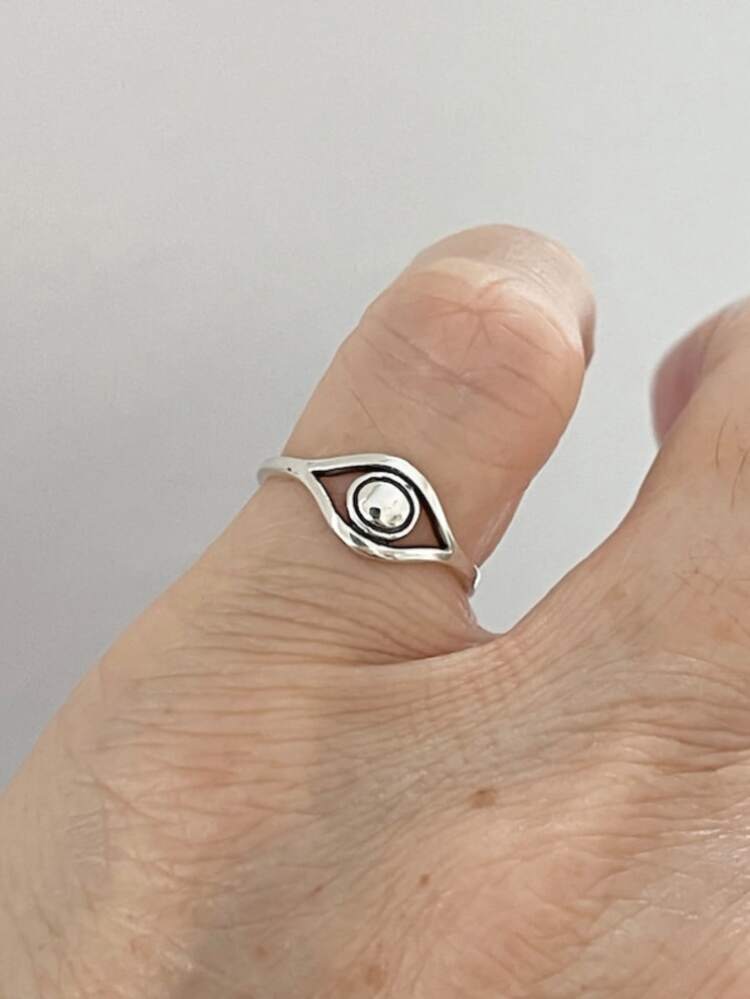 Anneau Millésime Simplicité À Détail Yeux - Argent - Voir 4