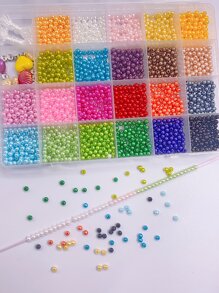1 Hộp 24 ô hạt ngọc trai giả nhiều màu thời trang tự làm - Nhiều màu - Xem 1