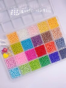 1 Hộp 24 ô hạt ngọc trai giả nhiều màu thời trang tự làm - Nhiều màu - Xem 2