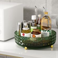 1pc High-end Rotatable Cosmetic Organizer, Desktop Storage Rack And Tray For Cabinets, Dressing Tables - Clear - View 8