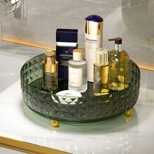1pc High-end Rotatable Cosmetic Organizer, Desktop Storage Rack And Tray For Cabinets, Dressing Tables - Clear - View 3