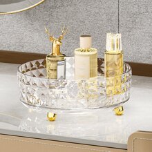 1pc High-end Rotatable Cosmetic Organizer, Desktop Storage Rack And Tray For Cabinets, Dressing Tables - Clear - View 1