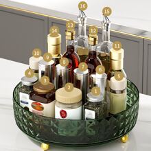 1pc High-end Rotatable Cosmetic Organizer, Desktop Storage Rack And Tray For Cabinets, Dressing Tables - Clear - View 9