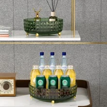 1pc High-end Rotatable Cosmetic Organizer, Desktop Storage Rack And Tray For Cabinets, Dressing Tables - Clear - View 5