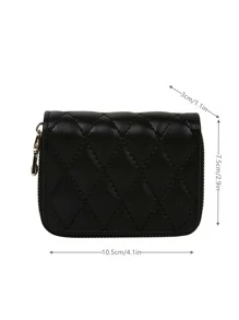 Stylish Short Stitching Wallet - Black - View 4