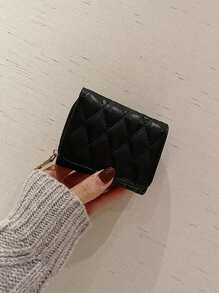 Stylish Short Stitching Wallet - Black - View 2