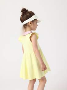 Toddler Girls Contrast Collar Ruffle Trim Smock Dress