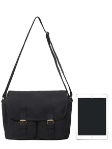 Men Black Minimalist Large Capacity Flap Messenger Bag, School Bag For Travel & College Crossbody Bag Sling Bag Shoulder Bag Side Bag For Men Back to School Anti Theft Multifunctional - Black - View 3