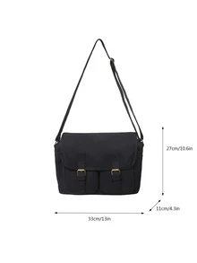 Men Black Minimalist Large Capacity Flap Messenger Bag, School Bag For Travel & College Crossbody Bag Sling Bag Shoulder Bag Side Bag For Men Back to School Anti Theft Multifunctional - Black - View 5