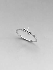 極簡蜻蜓裝飾戒指 - 銀色 - 查看 2