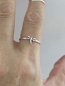 極簡蜻蜓裝飾戒指 - 銀色 - 查看 4