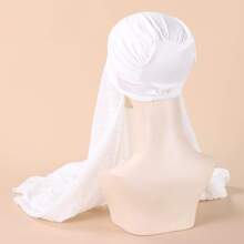 1pc Women's Solid Color Cap Scarf - White - View 1