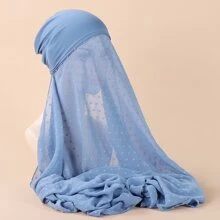 1 Bộ khăn quàng cổ màu trơn dành cho nữ Khăn quàng cổ thông thường hàng ngày - Màu xanh ngọc - Xem 2