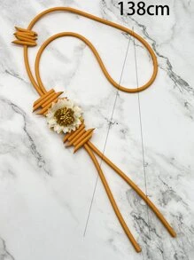 1入組長款橡膠繩復古裝飾女士項鍊 - 橘色 - 查看 3