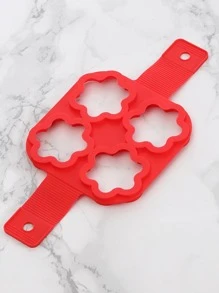 1入組矽膠煎雞蛋環,花朵設計4格煎蛋環(紅色) - 紅色 - 查看 3