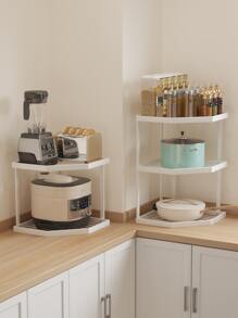 1pc Pot Organizer Rack Kitchen Storage Shelf Cookware Stand Corner Layered Pan Rack - Black - View 6