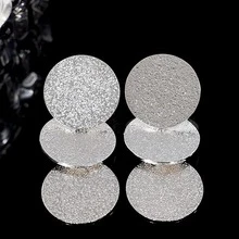 F6901 Round copper pitted earrings - Silver - View 1