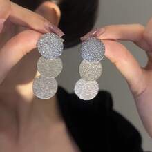 F6901 Round copper pitted earrings - Silver - View 5