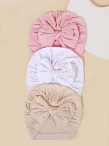 3入組嬰兒可愛蝴蝶結裝飾帽子和圍巾套裝 - 彩色 - 查看 2