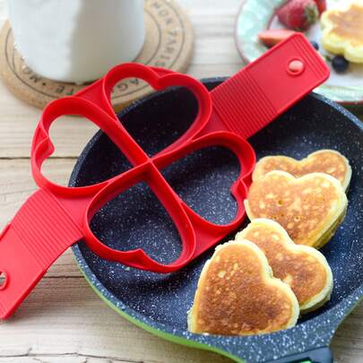 1 Miếng Hình trái tim Silicone Nhẫn trứng , Hiện đại Silicone Đỏ  Trứng Khuôn Đối với Làm bánh , Phòng bếp ( Đỏ  )