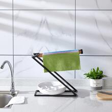 可折疊鐵廚房抹布架抹布毛巾收納 - 黑色 - 查看 2