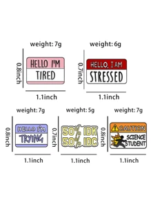 歐美新款合金趣味對話框胸針 Ins個性潮流你好我累了字母徽章 - 紅色 - 查看 7