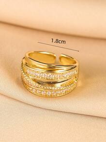 jealous young 1pc Multi-Layer Cubic Zirconia Openable Rings For Women Girl Daily Wear Jewelry