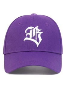 AR 1pc Men's Gothic Letter Embroidered Baseball Cap, Outdoor Adjustable Sun Protection Casual Hat Street - Purple - View 2