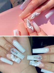 10Pcs 3D Nail Charms Flower Nail Art Charms Diy Nail Gems Nail Supplies Nails - White - View 6