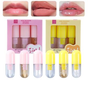 3合 1 豐唇亮澤唇油套裝含維生素 E 唇部護理精華，保濕唇膜女士理想禮物，旅行裝