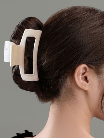 1 件装黑色磨砂方形发夹，带亚克力，适用于女士发饰